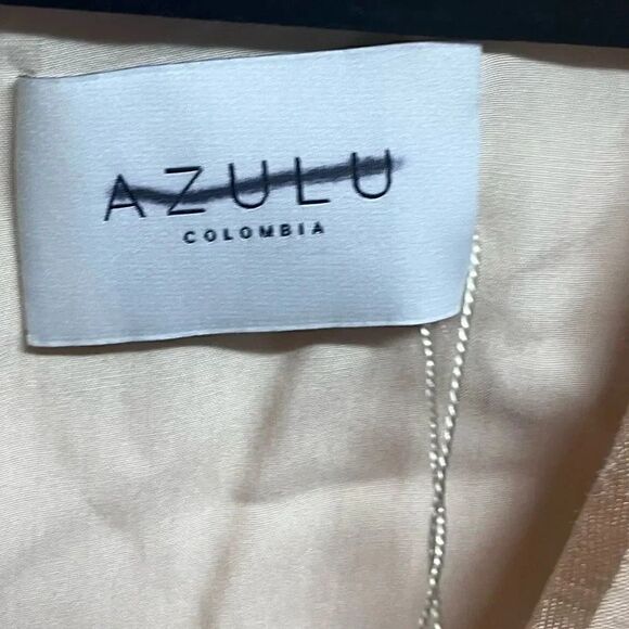 NWT womens AZULU golden stripes lesedi midi v neck ring ruffle dress size 2 - Picture 13 of 14